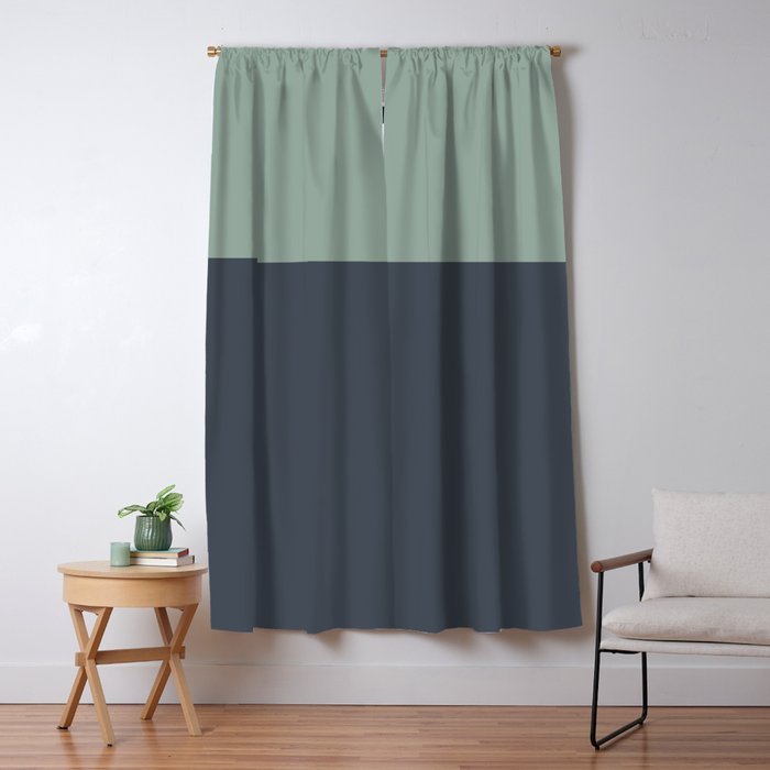 Navy Gray Blue Green Celadon Sage Minimalist Solid Stripe Color Block Pattern Window Curtain Gallery Image 1