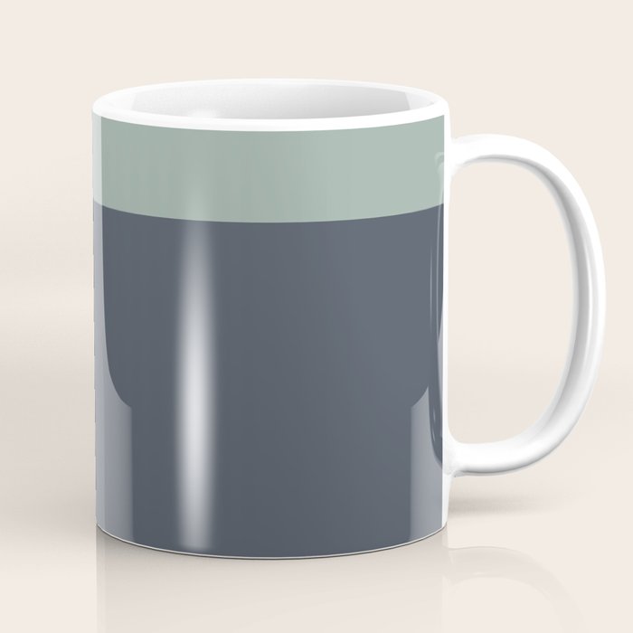 Navy Gray Blue Green Celadon Sage Minimalist Solid Stripe Color Block Pattern Coffee Mug Gallery Image 1