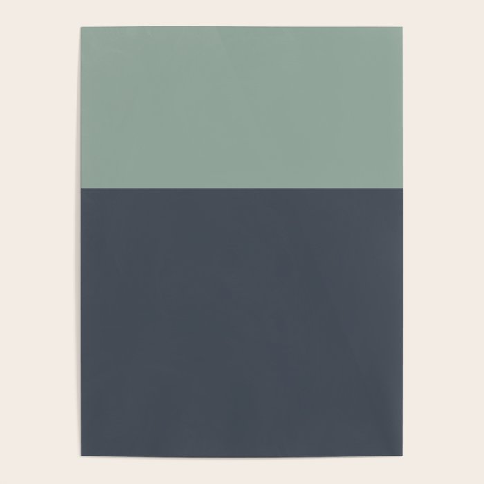 Navy Gray Blue Green Celadon Sage Minimalist Solid Stripe Color Block Pattern Poster Gallery Image 4