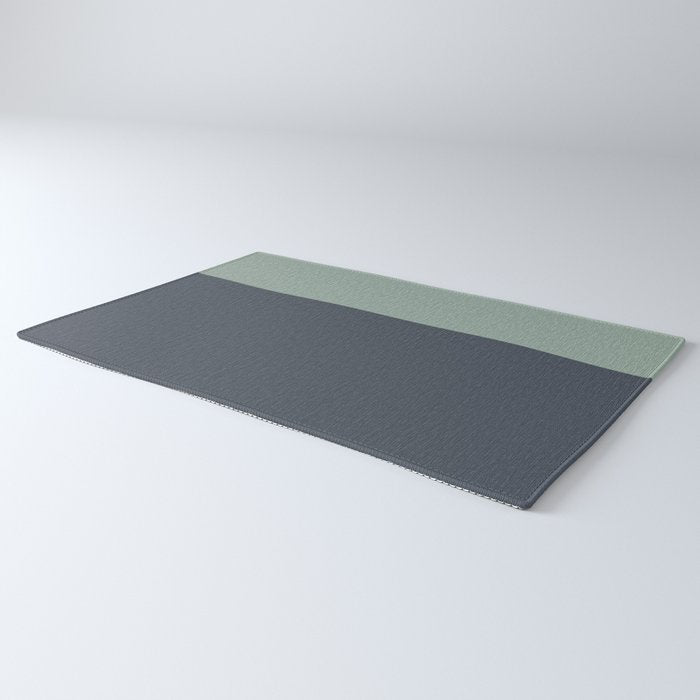 Navy Gray Blue Green Celadon Sage Minimalist Solid Stripe Color Block Pattern Rug Gallery Image 3