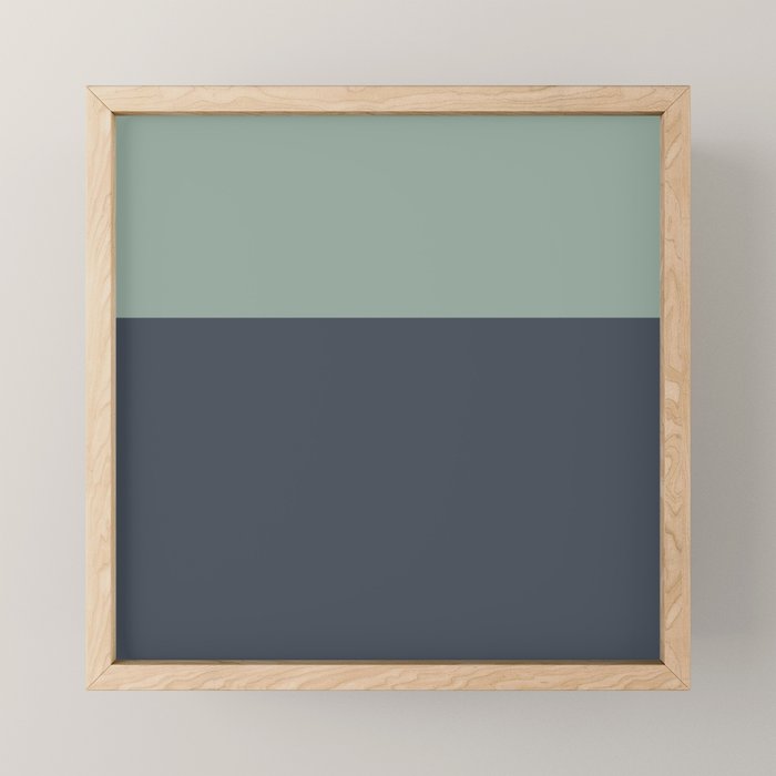 Navy Gray Blue Green Celadon Sage Minimalist Solid Stripe Color Block Pattern Mini Art Print Gallery Image 1