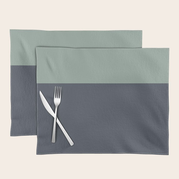 Navy Gray Blue Green Celadon Sage Minimalist Solid Stripe Color Block Pattern Placemat Gallery Image 1