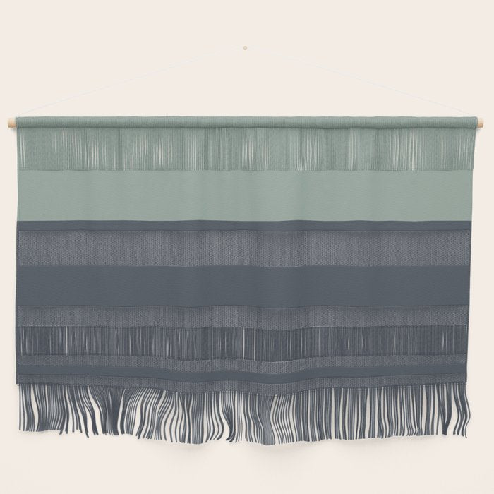 Navy Gray Blue Green Celadon Sage Minimalist Solid Stripe Color Block Pattern Wall Hanging Gallery Image 1