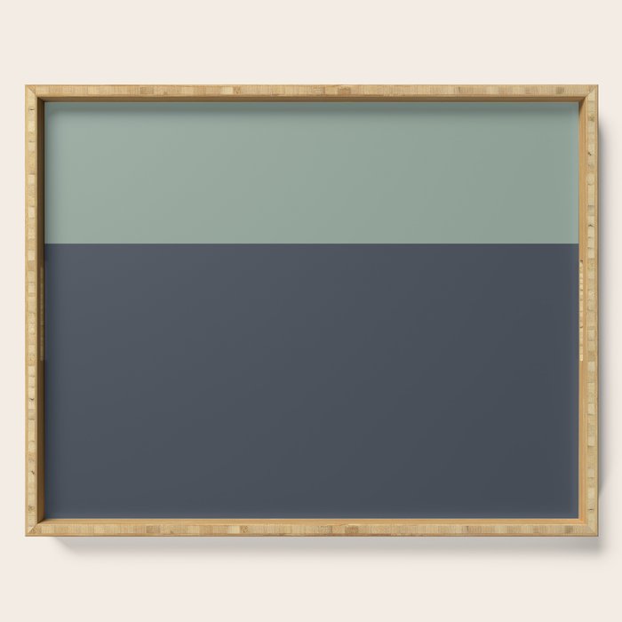 Navy Gray Blue Green Celadon Sage Minimalist Solid Stripe Color Block Pattern Serving Tray Gallery Image 1