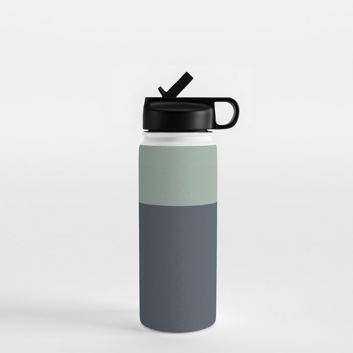 Navy Gray Blue Green Celadon Sage Minimalist Solid Stripe Color Block Pattern Water Bottle Gallery Image 1