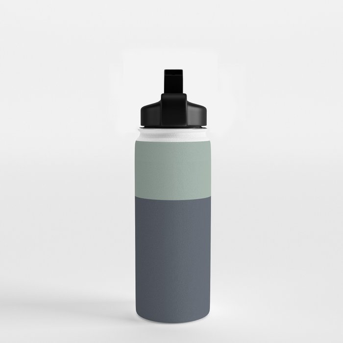 Navy Gray Blue Green Celadon Sage Minimalist Solid Stripe Color Block Pattern Water Bottle Gallery Image 2