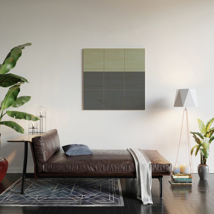 Navy Gray Blue Green Celadon Sage Minimalist Solid Stripe Color Block Pattern Wood Wall Art Gallery Image 2