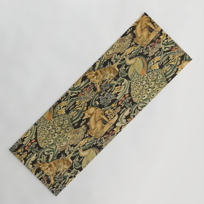 William Morris Teal Forest,peacock,birds Yoga Mat Gallery Image 1