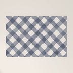 Hand Painted Blue Festive Gingham Theme Welcome Mat Gallery Image 1