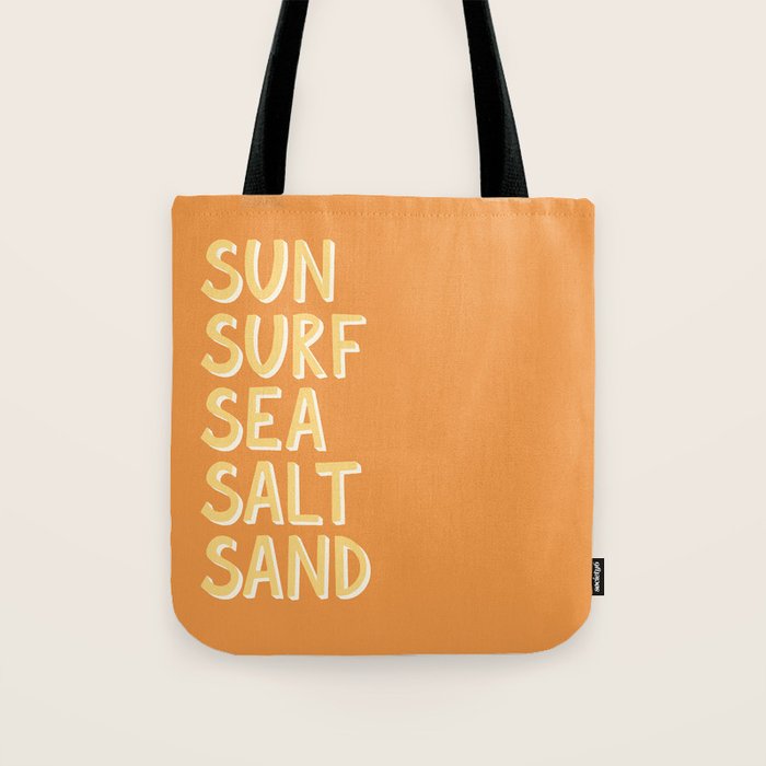 Sun Surf Sea Salt Sand Hand Lettering Tote Bag Gallery Image 1