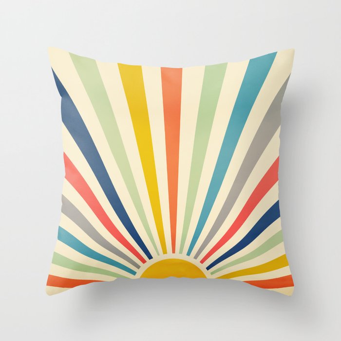 Sun Retro Art III Throw Pillow Gallery Image 1
