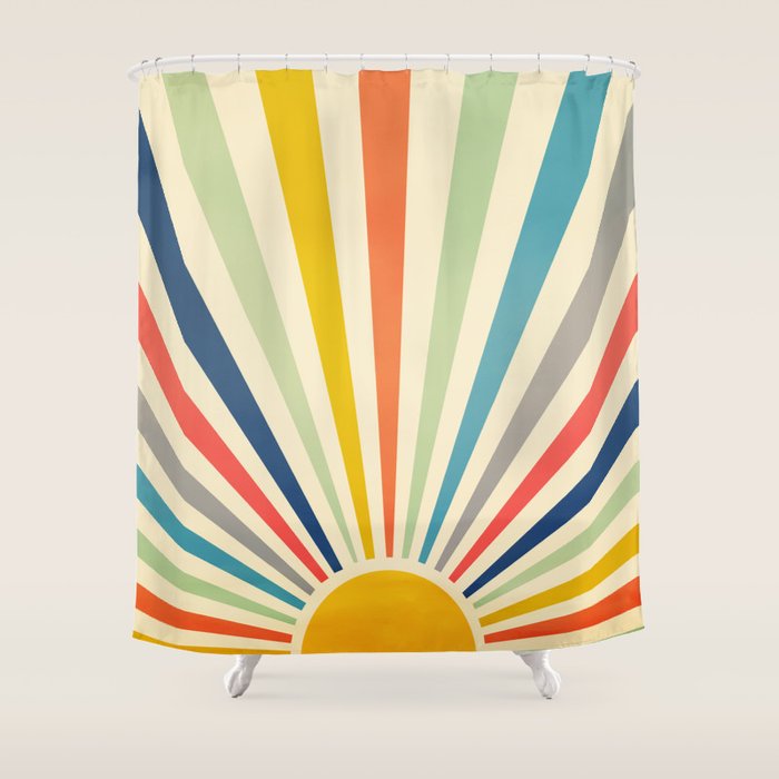 Sun Retro Art III Shower Curtain Gallery Image 1