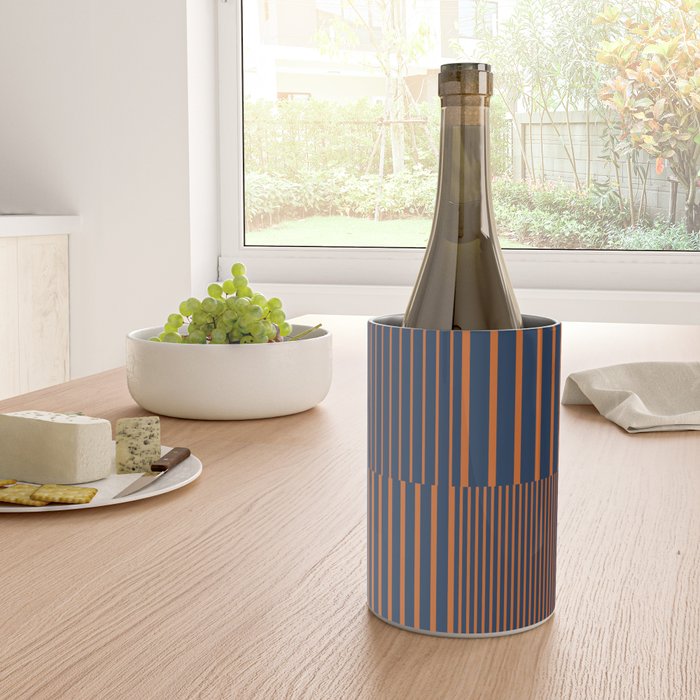 Stripes Pattern and Lines 8 in Navy Blue Orange Wine Chiller Gallery Image 4