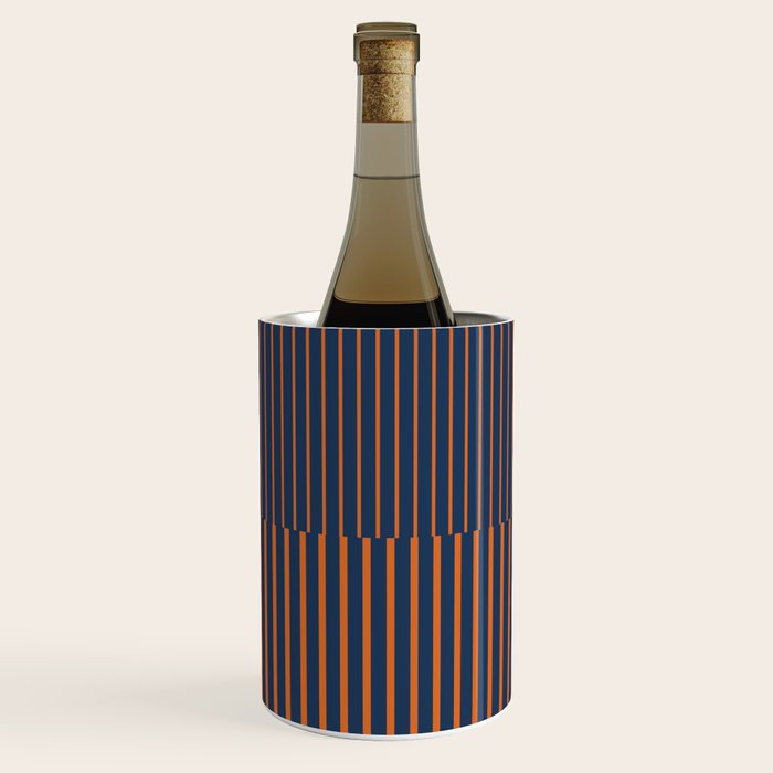 Stripes Pattern and Lines 8 in Navy Blue Orange Wine Chiller Gallery Image 2