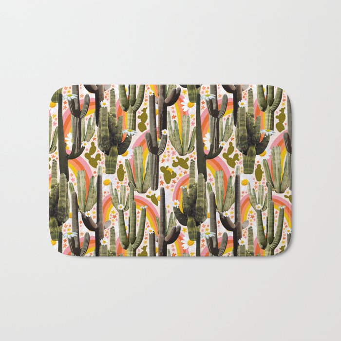 Cactus Collage Print Bath Mat Gallery Image 1