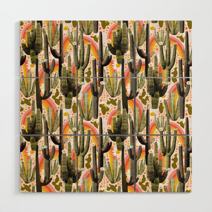 Cactus Collage Print Wood Wall Art Gallery Image 1