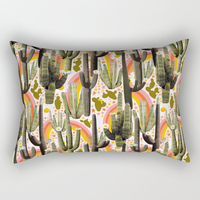 Cactus Collage Print Rectangular Pillow Gallery Image 2