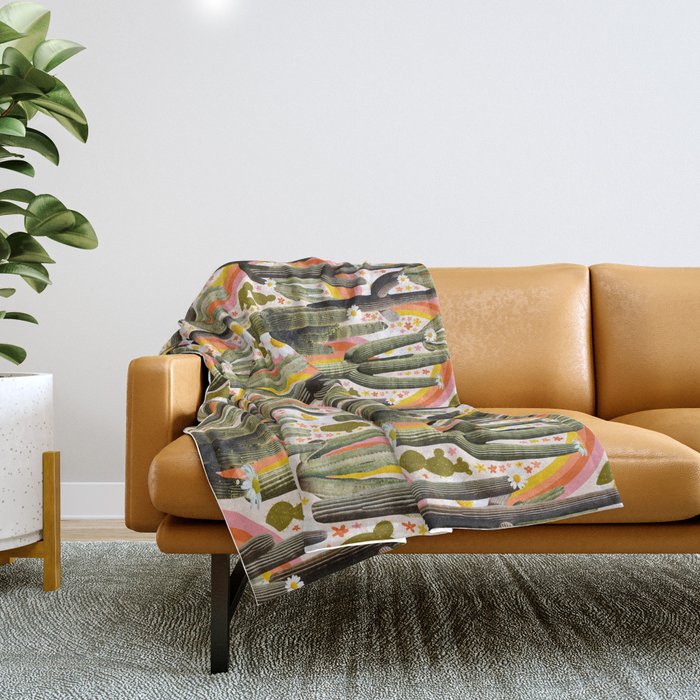 Cactus Collage Print Throw Blanket Gallery Image 1