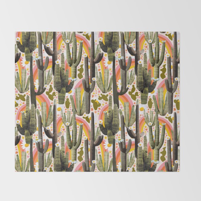 Cactus Collage Print Throw Blanket Gallery Image 2