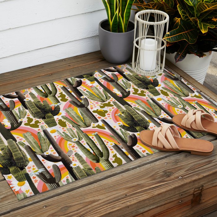 Cactus Collage Print Outdoor Rug Gallery Image 2