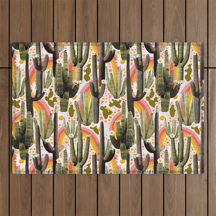 Cactus Collage Print Outdoor Rug Gallery Image 1