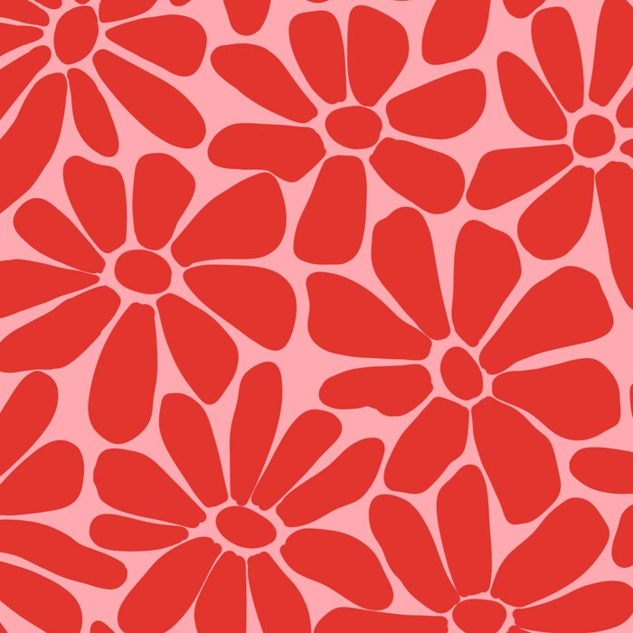 Pink and Red - Retro Floral Art Print Coffee Mug Gallery Image 2