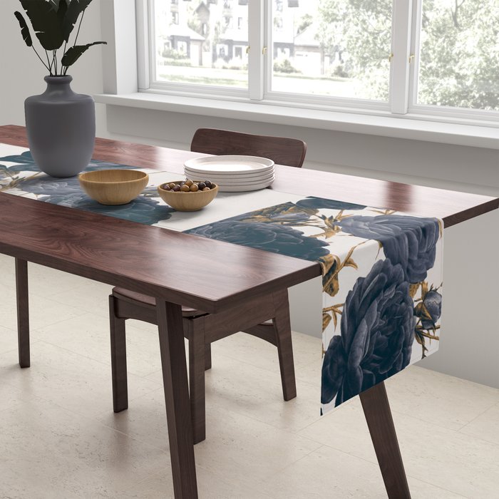 blue flowers Table Runner Gallery Image 2