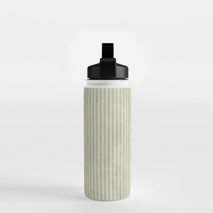 Light Green Lines Neutral Geometric Artwork Water Bottle Gallery Image 2