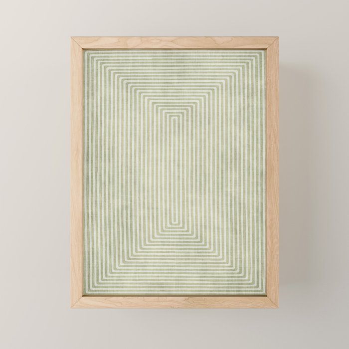 Light Green Lines Neutral Geometric Artwork Mini Art Print Gallery Image 1