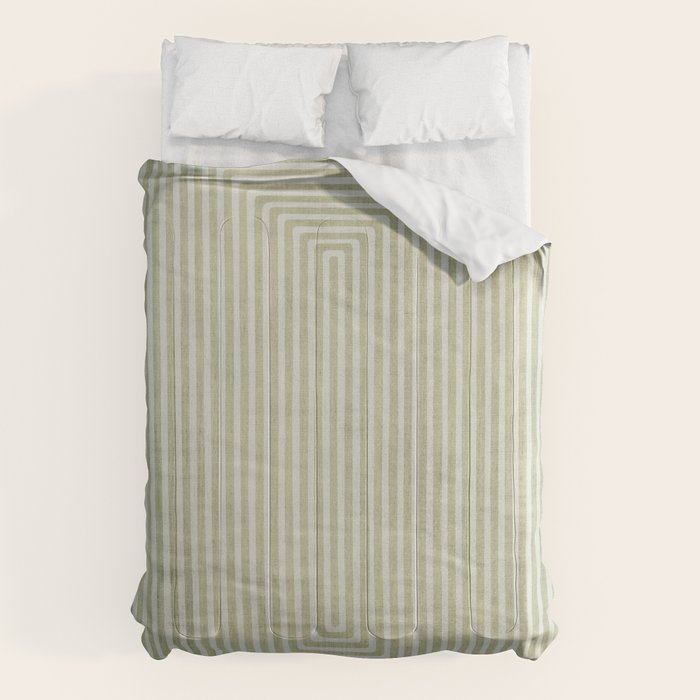 Light Green Lines Neutral Geometric Artwork Comforter Gallery Image 6