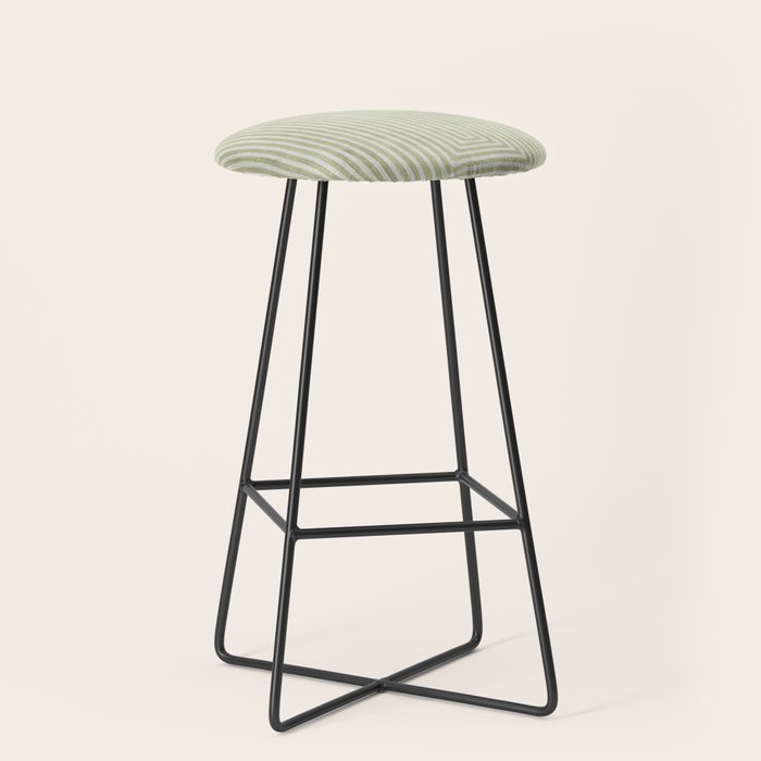 Light Green Lines Neutral Geometric Artwork Stool Gallery Image 1