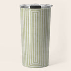 Light Green Lines Neutral Geometric Artwork Travel Mug Gallery Image 1