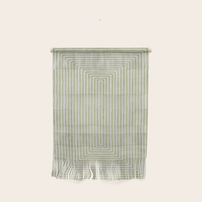 Light Green Lines Neutral Geometric Artwork Wall Hanging Gallery Image 1