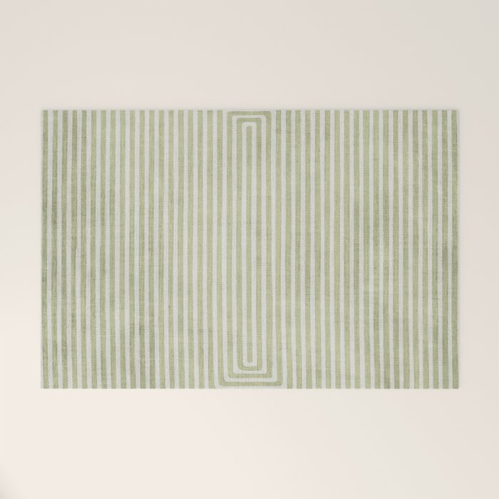 Light Green Lines Neutral Geometric Artwork Welcome Mat Gallery Image 1