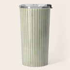 Light Green Lines Neutral Geometric Artwork Travel Mug Gallery Image 2