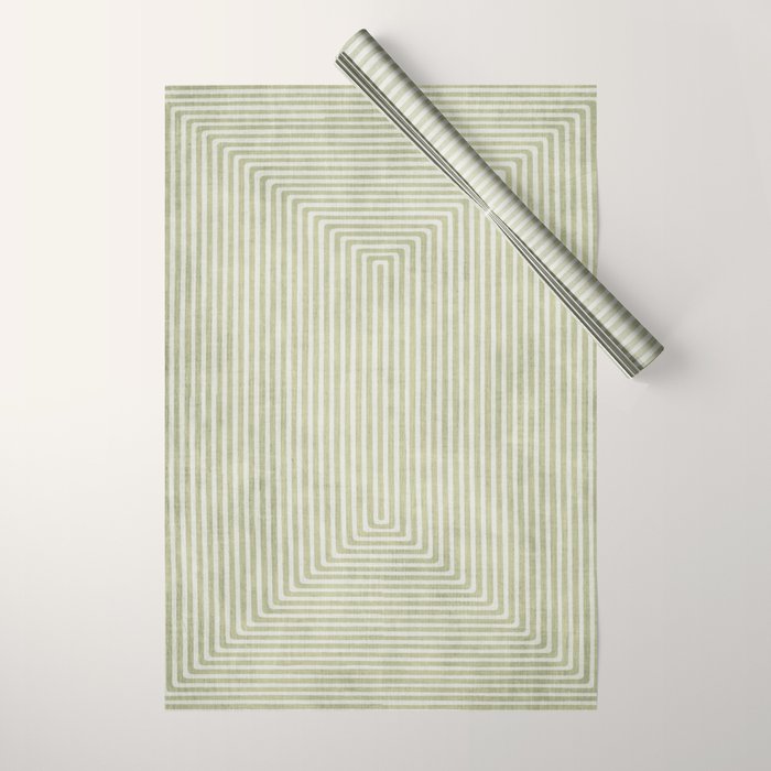 Light Green Lines Neutral Geometric Artwork Wrapping Paper Gallery Image 1