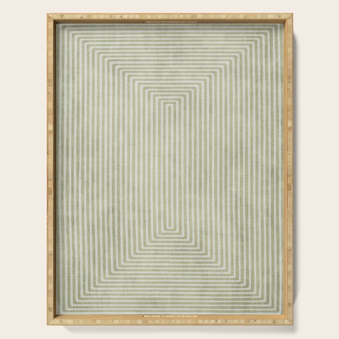 Light Green Lines Neutral Geometric Artwork Serving Tray Gallery Image 1