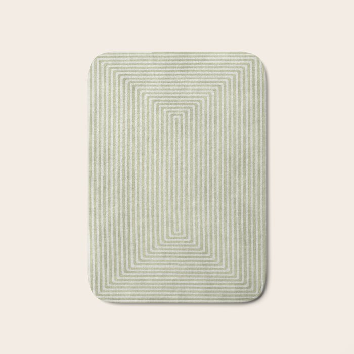 Light Green Lines Neutral Geometric Artwork Bath Mat Gallery Image 1