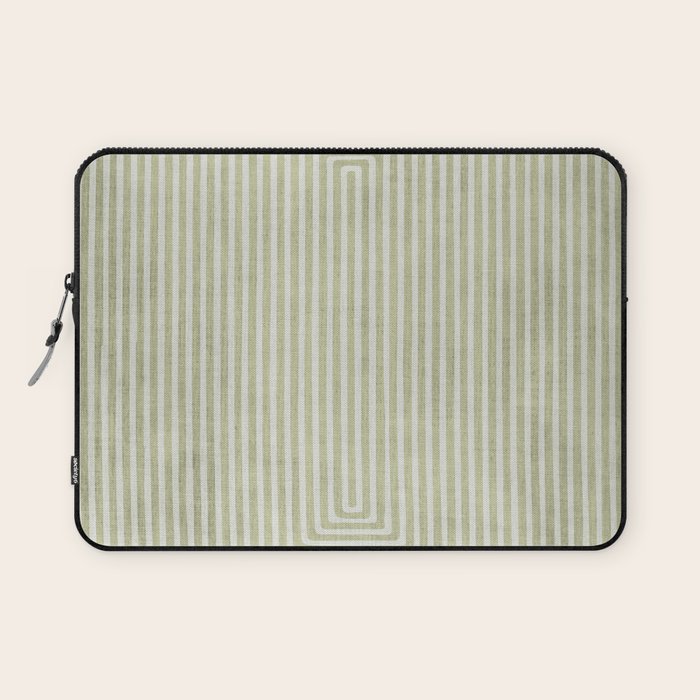 Light Green Lines Neutral Geometric Artwork Laptop Sleeve Gallery Image 1