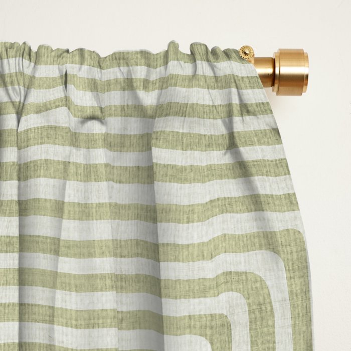 Light Green Lines Neutral Geometric Artwork Window Curtain Gallery Image 2