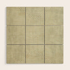 Light Green Lines Neutral Geometric Artwork Wood Wall Art Gallery Image 1