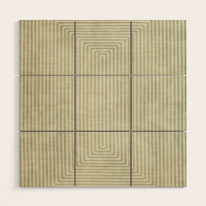 Light Green Lines Neutral Geometric Artwork Wood Wall Art Gallery Image 1