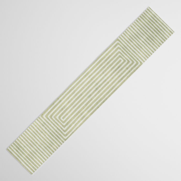 Light Green Lines Neutral Geometric Artwork Table Runner Gallery Image 3