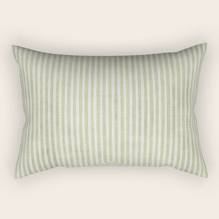 Light Green Lines Neutral Geometric Artwork Rectangular Pillow Gallery Image 1