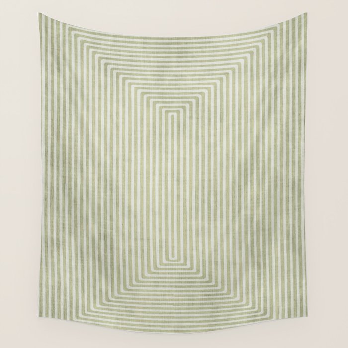Light Green Lines Neutral Geometric Artwork Wall Tapestry Gallery Image 4