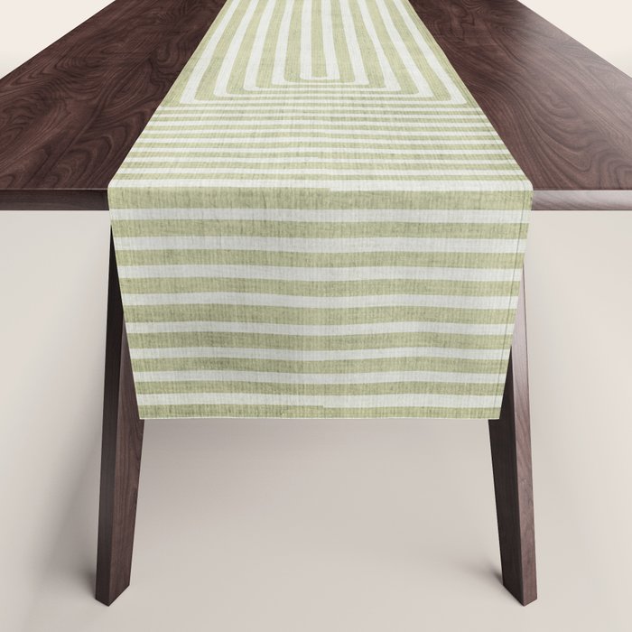 Light Green Lines Neutral Geometric Artwork Table Runner Gallery Image 1