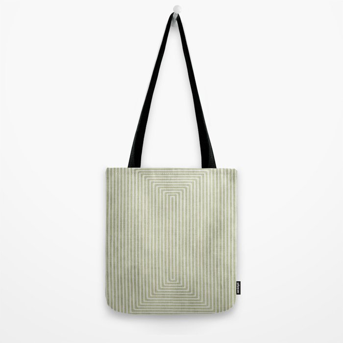 Light Green Lines Neutral Geometric Artwork Tote Bag Gallery Image 2