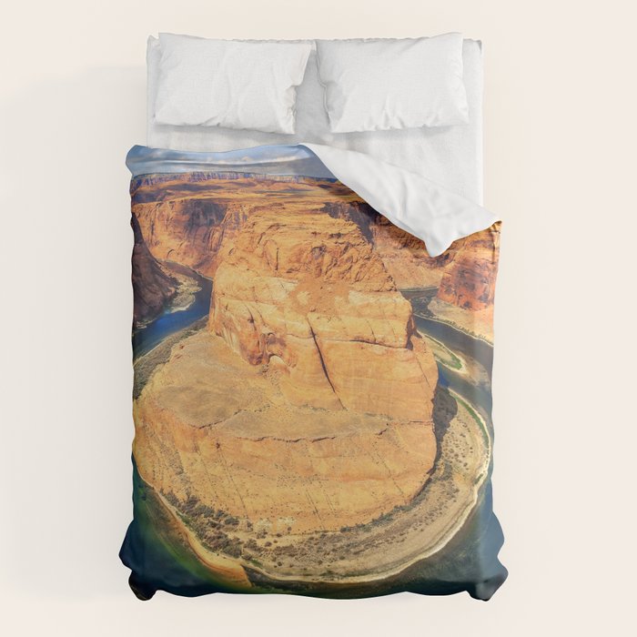Stunning Horseshoe Bend, Colorado River, Glen Canyon scenic nature canyons photographic art print Duvet Cover Gallery Image 1