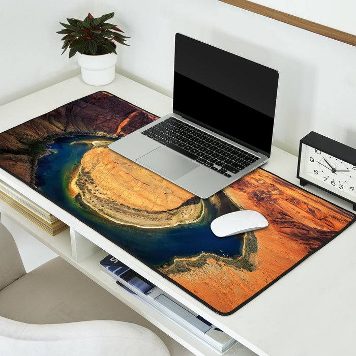 Stunning Horseshoe Bend, Colorado River, Glen Canyon scenic nature canyons photographic art print Desk Mat Gallery Image 2