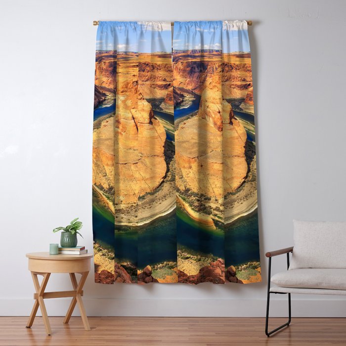 Stunning Horseshoe Bend, Colorado River, Glen Canyon scenic nature canyons photographic art print Window Curtain Gallery Image 1